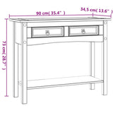 Table console Gamme Corona Pin mexicain Blanc 90x34,5x73 cm