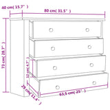 Side cabinet Grey 80x40x73 cm Pine Panama Assortment