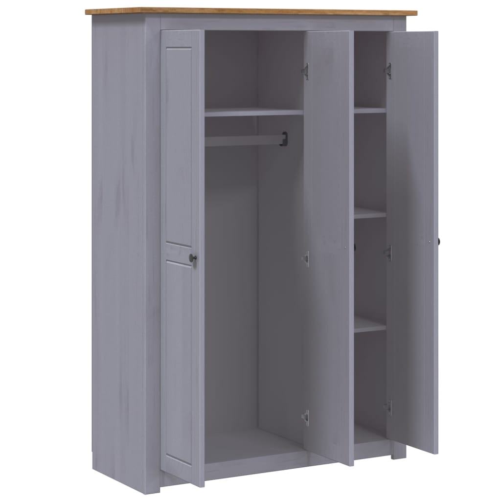 Kleiderschrank 3 Türen Grau 118x50x171,5 cm Kiefer Panama Sortiment