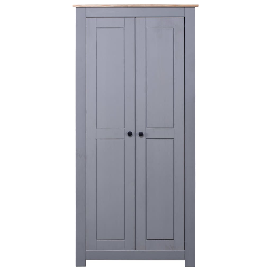 Kleiderschrank Grau 80x50x171,5 cm Panama-Sortiment aus massiver Kiefer