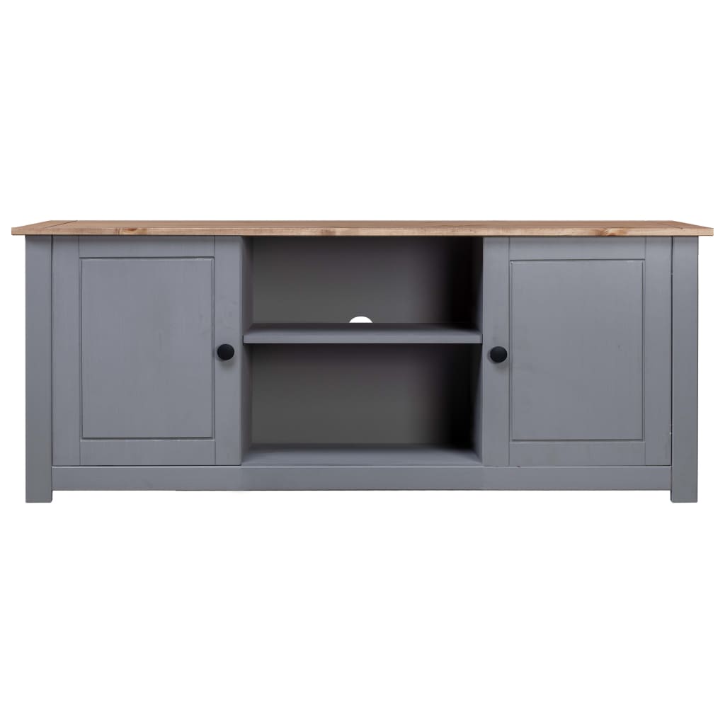 Meuble TV Gris 120x40x50 cm Bois de pin massif Gamme Panama