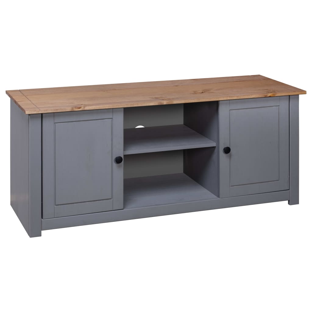 Meuble TV Gris 120x40x50 cm Bois de pin massif Gamme Panama