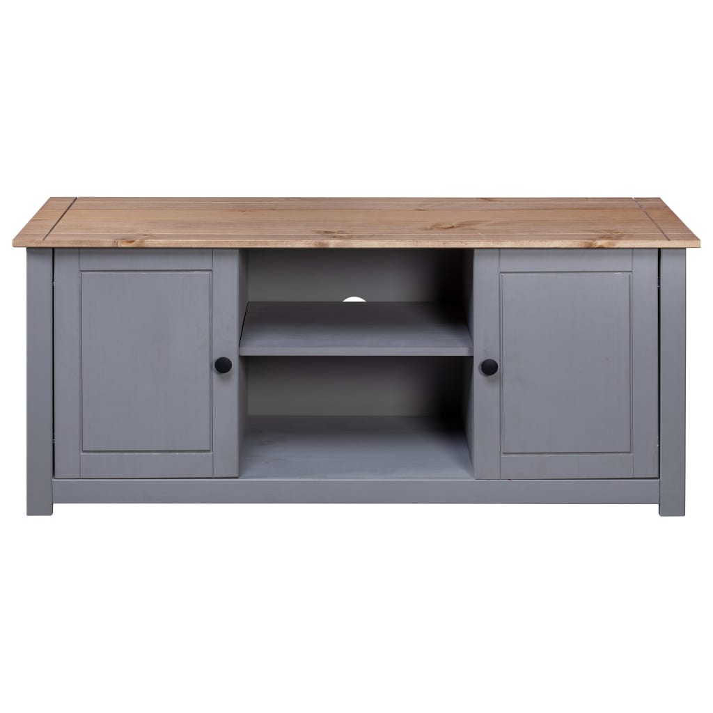 Meuble TV Gris 120x40x50 cm Bois de pin massif Gamme Panama