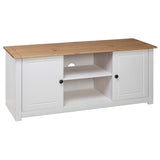 Meuble TV Blanc 120x40x50 cm Bois de pin massif Gamme Panama