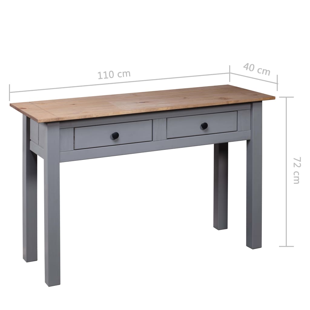 Table console Gris 110x40x72 cm Pin solide Gamme Panama