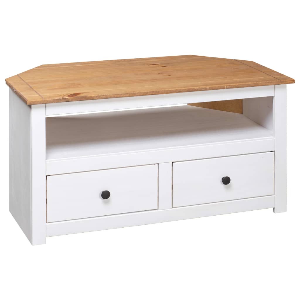 White corner TV cabinet 93x49x49 cm Pine Panama assortment