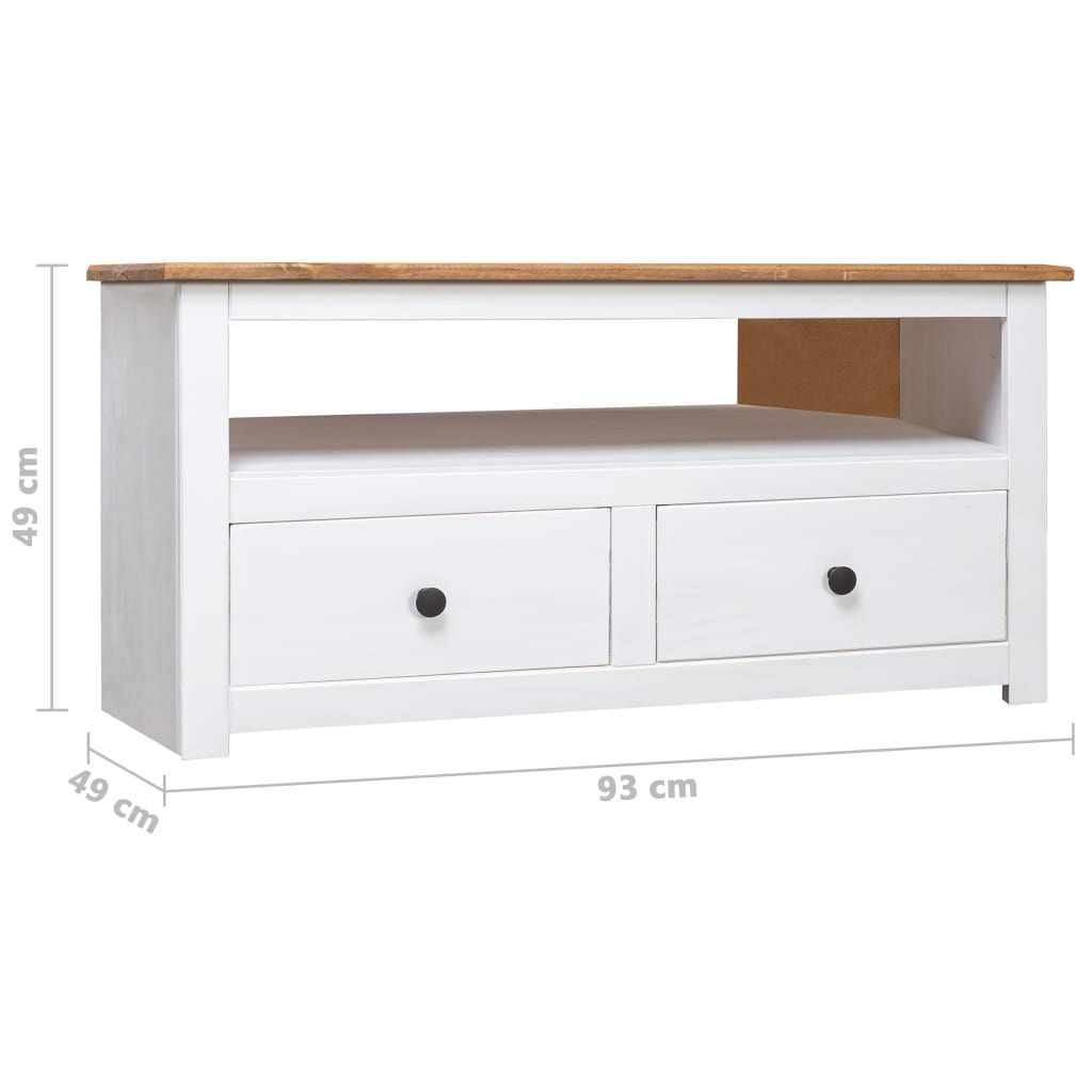 Meuble TV d'angle Blanc 93x49x49 cm Pin Assortiment Panama