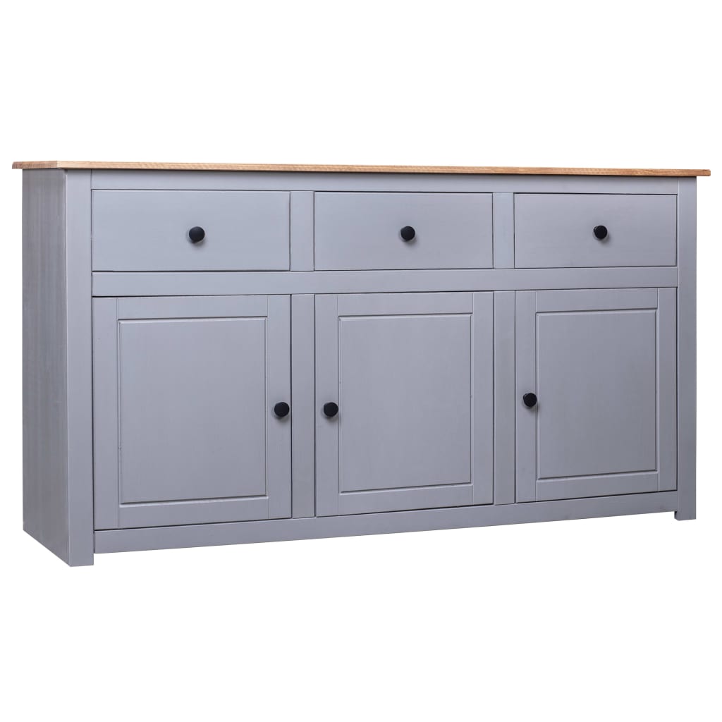 Grey Sideboard 135x40x80 cm Solid Pine Panama Assortment