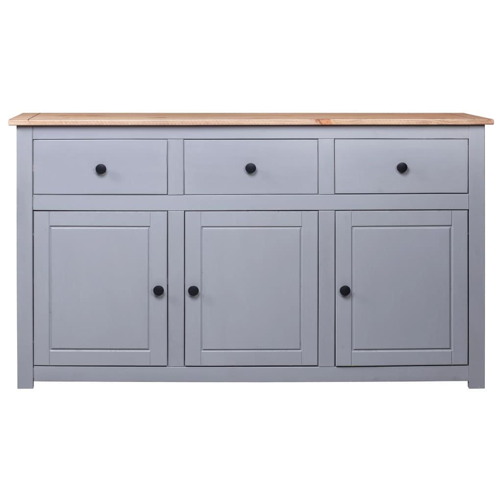 Grey Sideboard 135x40x80 cm Solid Pine Panama Assortment