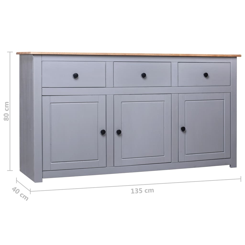 Grey Sideboard 135x40x80 cm Solid Pine Panama Assortment