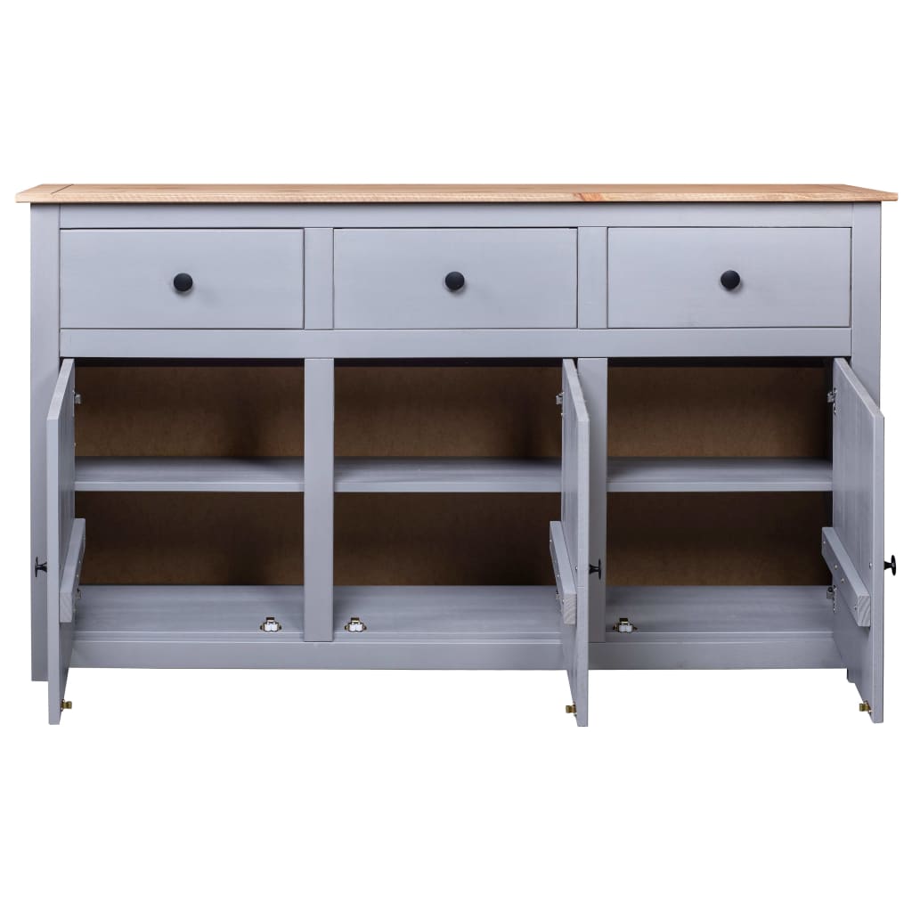 Grey Sideboard 135x40x80 cm Solid Pine Panama Assortment