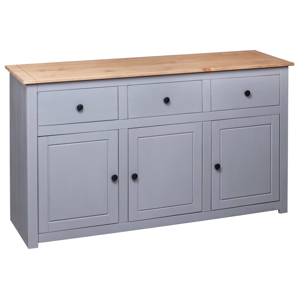 Grey Sideboard 135x40x80 cm Solid Pine Panama Assortment