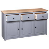 Grey Sideboard 135x40x80 cm Solid Pine Panama Assortment