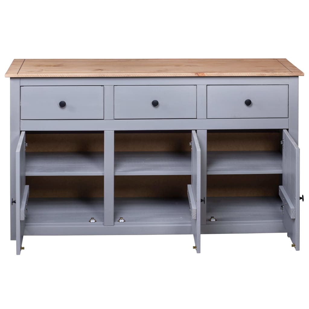 Grey Sideboard 135x40x80 cm Solid Pine Panama Assortment