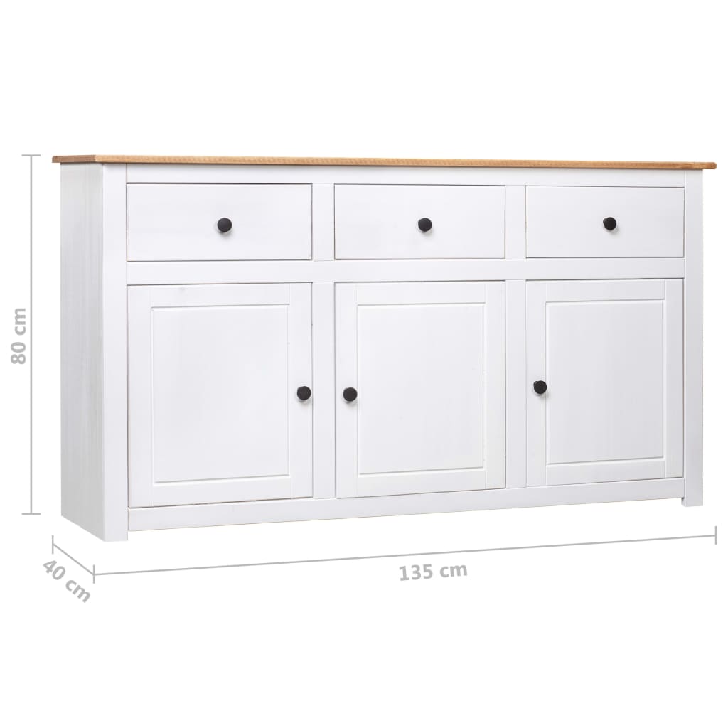 Buffet Blanc 135x40x80 cm Pin solide Gamme Panama