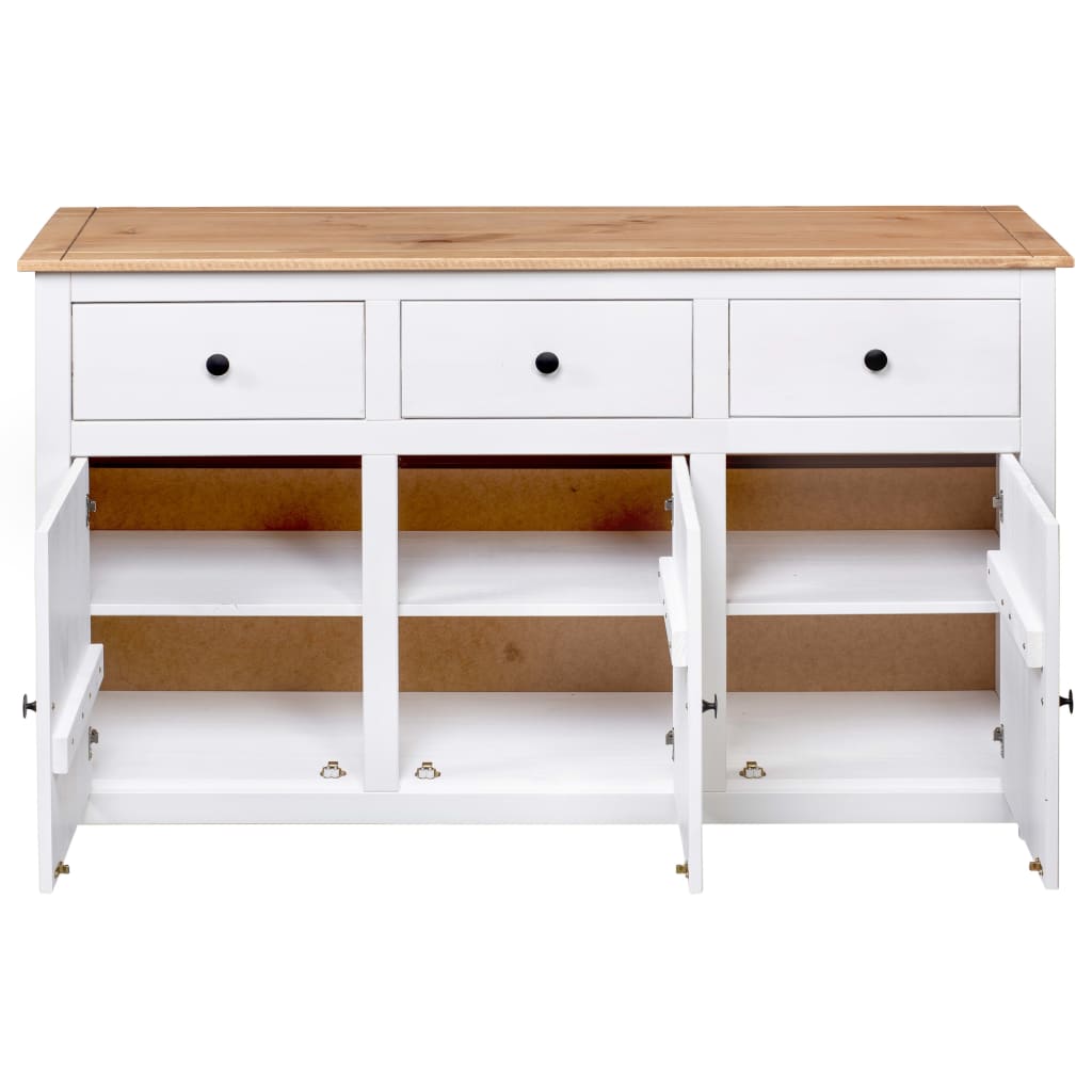 Buffet Blanc 135x40x80 cm Pin solide Gamme Panama