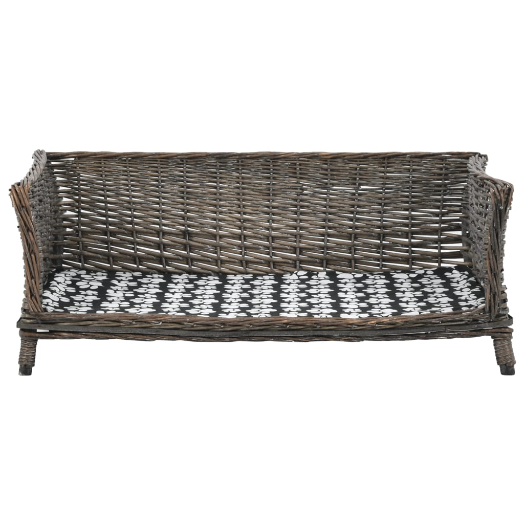 Panier pour chiens avec coussin Gris 90x54x35 cm Saule naturel