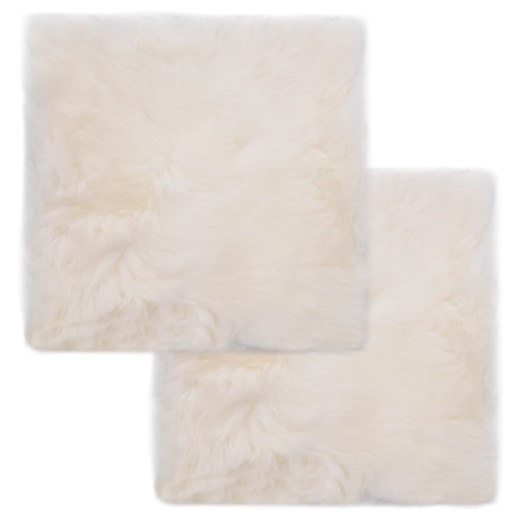 Coussins de chaise lot de 2 Blanc Peau de mouton véritable