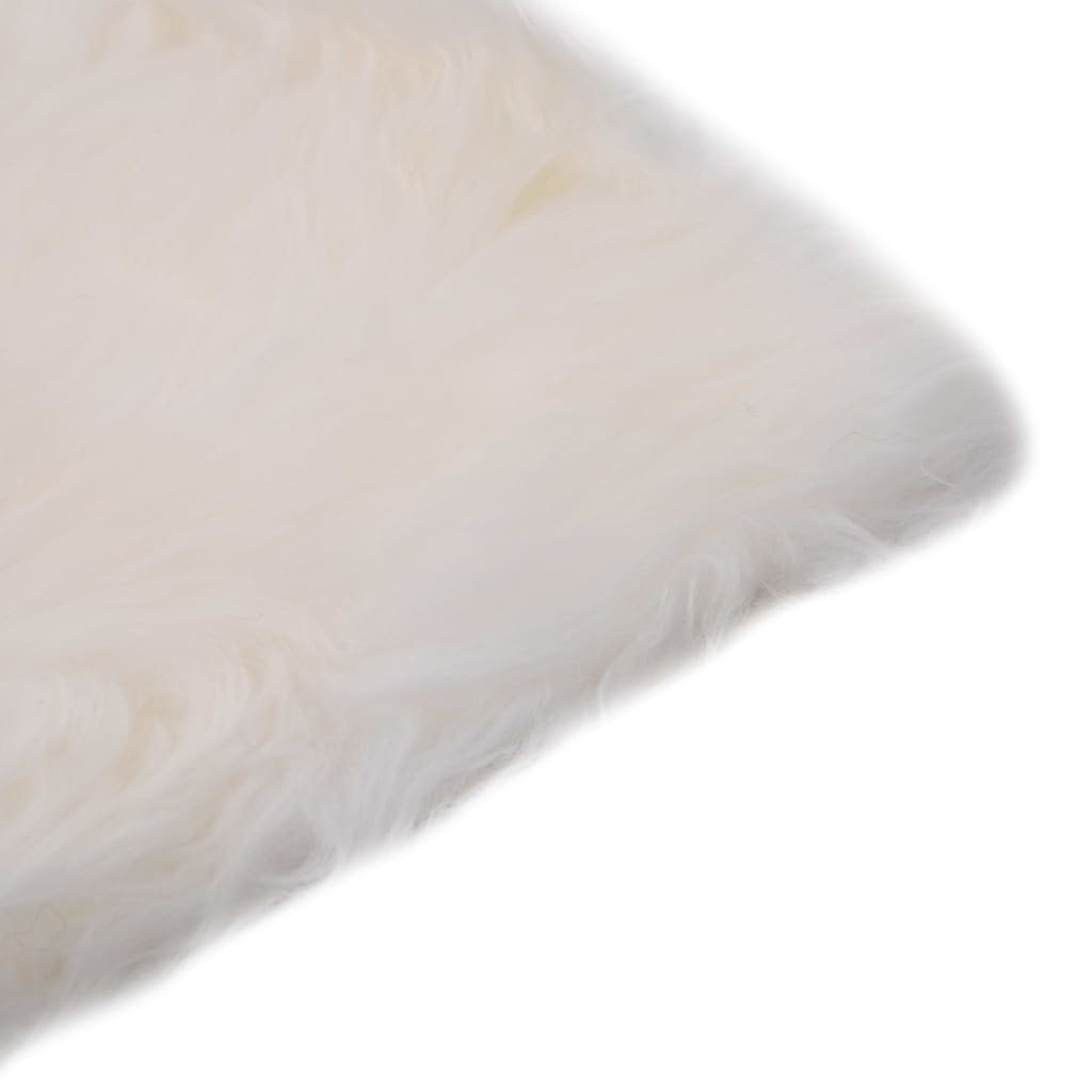 Coussins de chaise lot de 2 Blanc Peau de mouton véritable