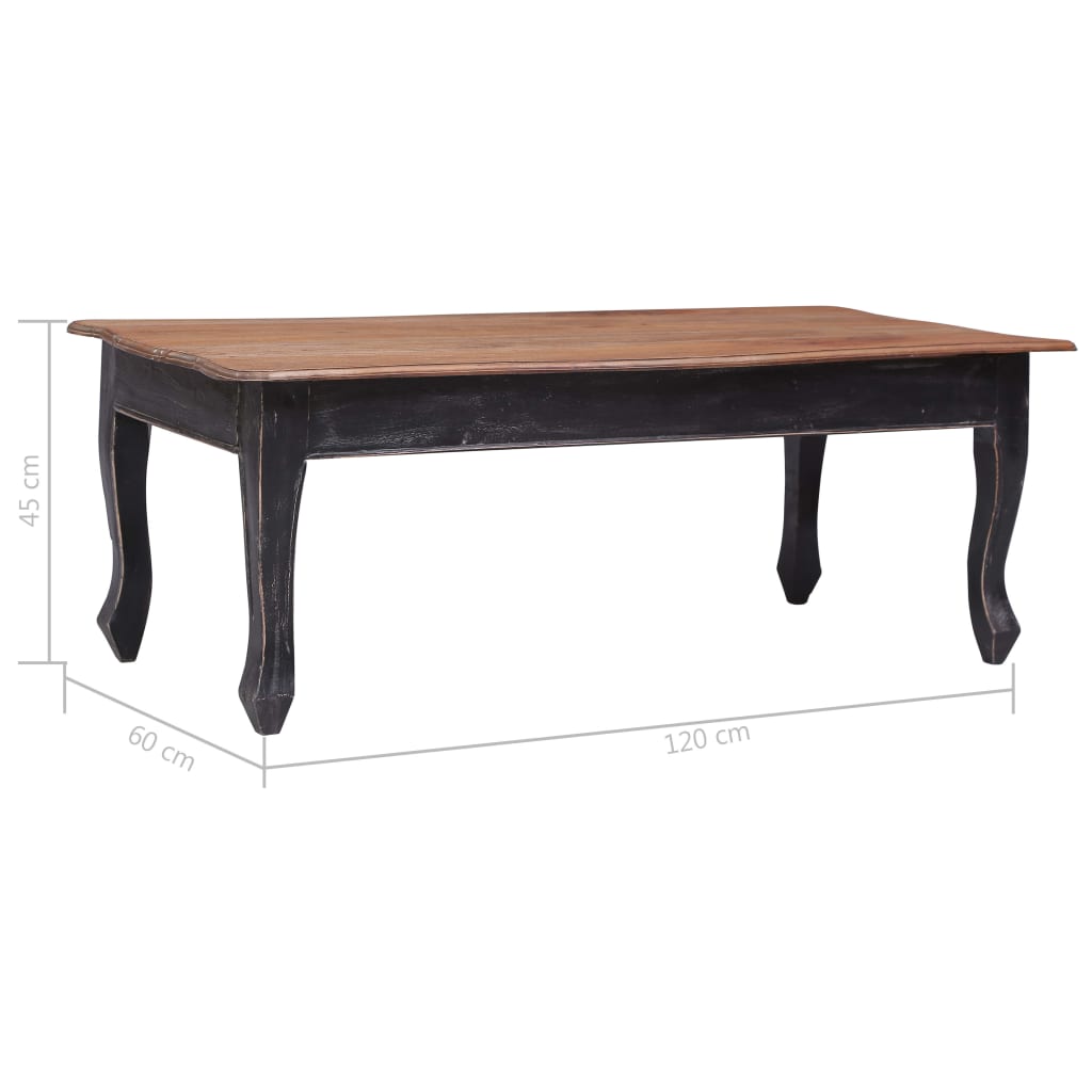 Table basse Noir 120x60x45 cm Bois d'acajou massif