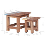 Tables gigognes 2 pcs bois d'acajou massif