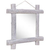 Miroir à bûches Blanc 70x70 cm Bois de récupération massif