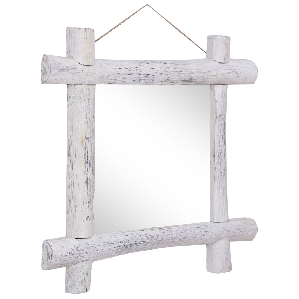 Miroir à bûches Blanc 70x70 cm Bois de récupération massif