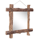 Miroir à bûches Naturel 70x70 cm bois de teck recyclé