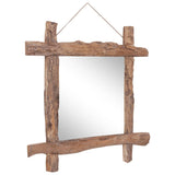 Miroir à bûches Naturel 70x70 cm bois de teck recyclé