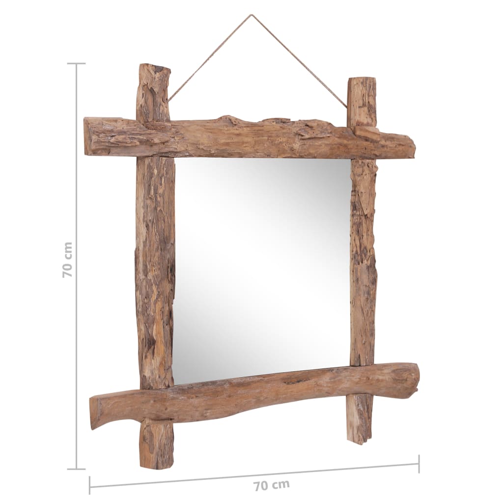 Miroir à bûches Naturel 70x70 cm bois de teck recyclé