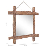 Miroir à bûches Naturel 70x70 cm bois de teck recyclé