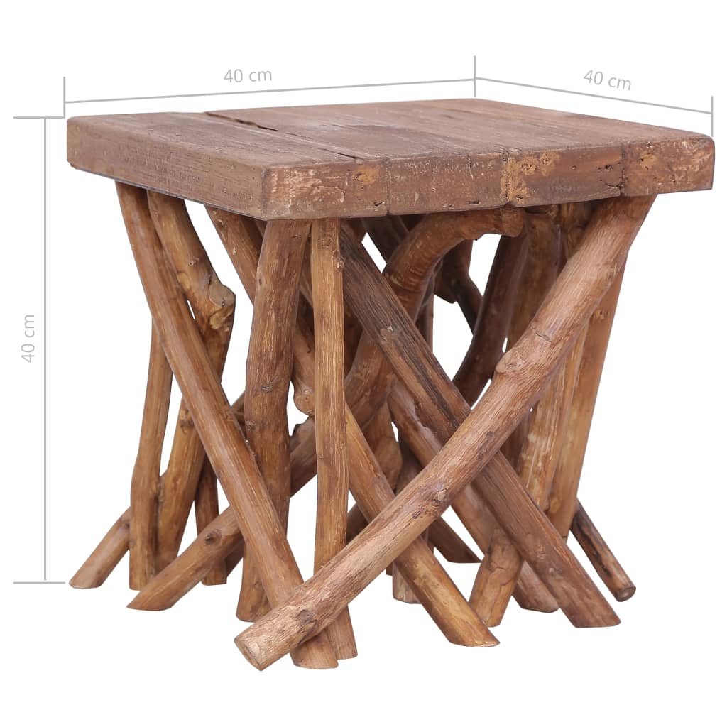 Table basse en rondin 40x40x40 cm bois de récupération mélangé