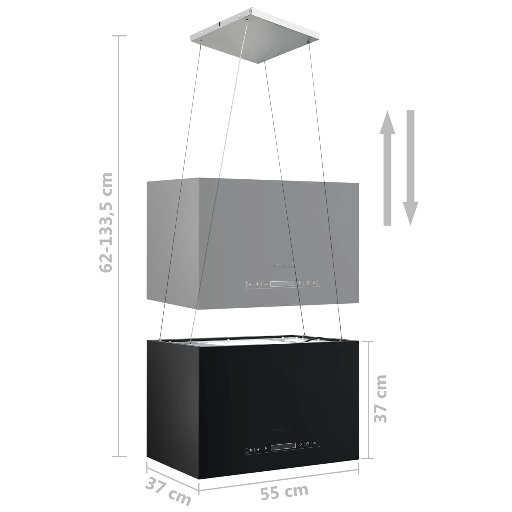 Wandhaube mit LCD-Touchscreen 55 cm. Pulverbeschichteter Stahl