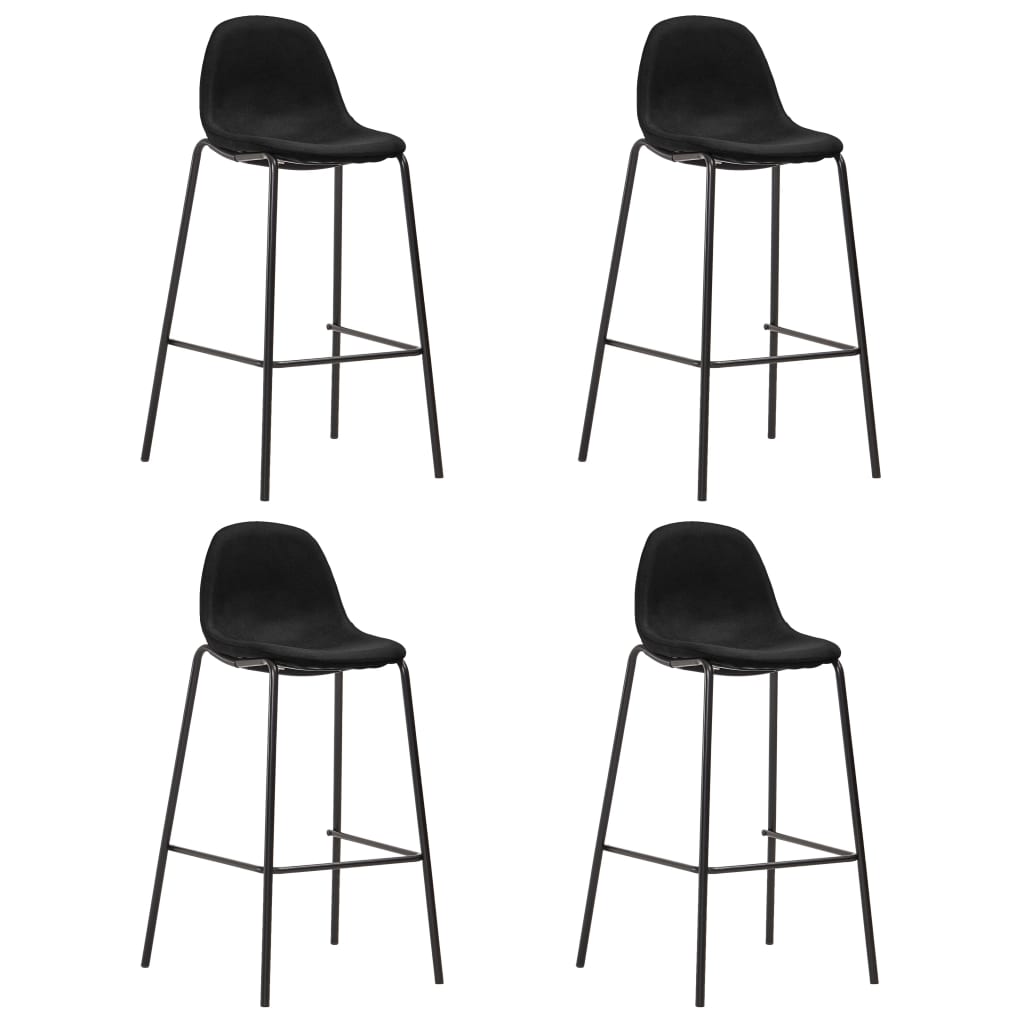 Chaises de bar lot de 4 noir tissu