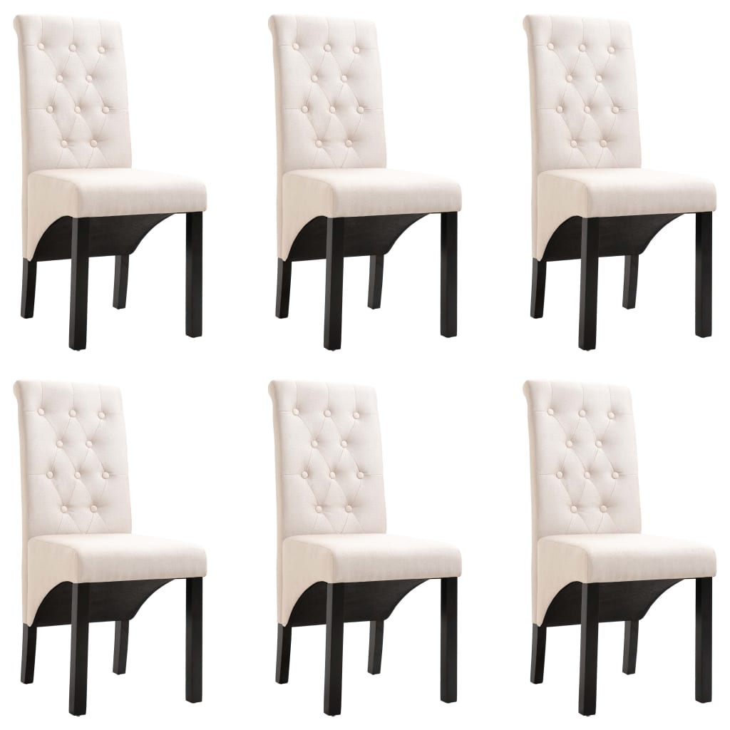 Chaises à manger lot de 6 crème tissu