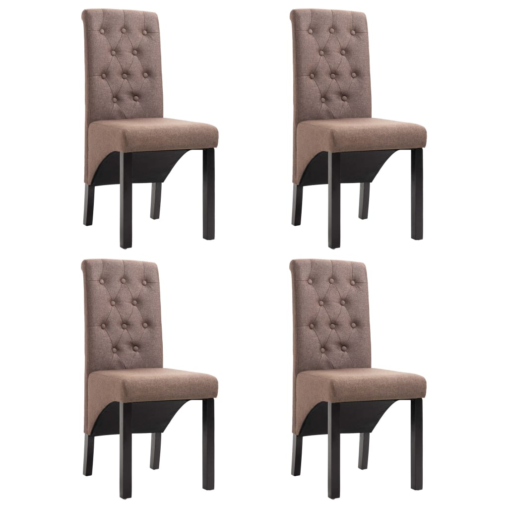 Chaises à manger lot de 4 marron tissu