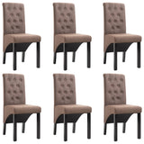 Chaises à manger lot de 6 marron tissu