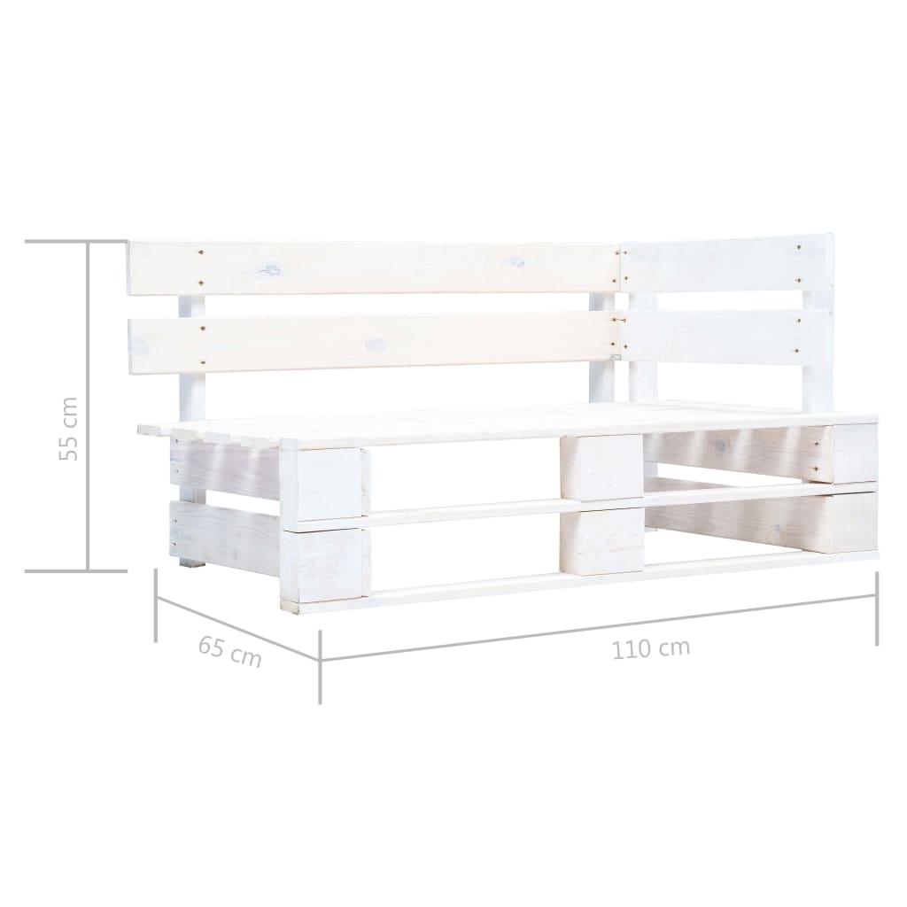 Banc d'angle palette de jardin bois blanc