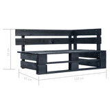 Banc d'angle palette de jardin bois noir