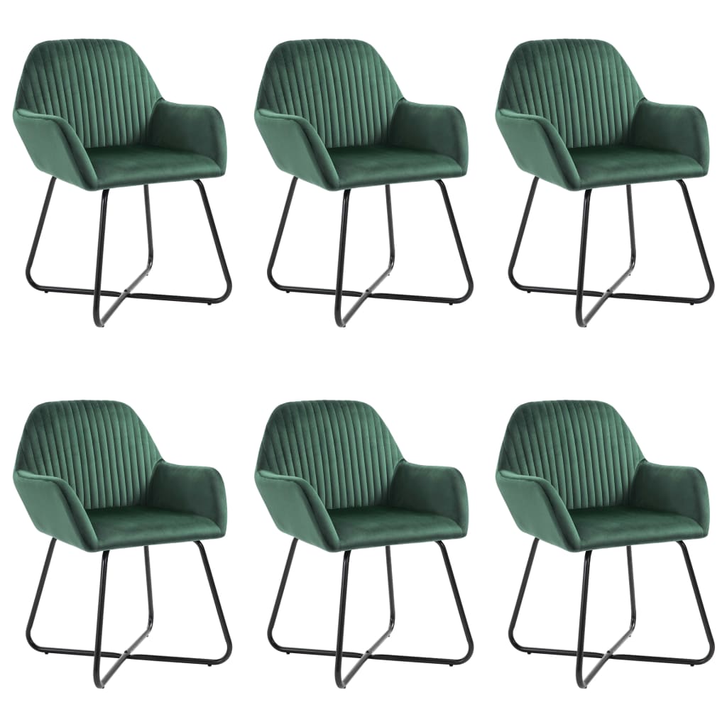 Chaises à manger lot de 6 vert velours