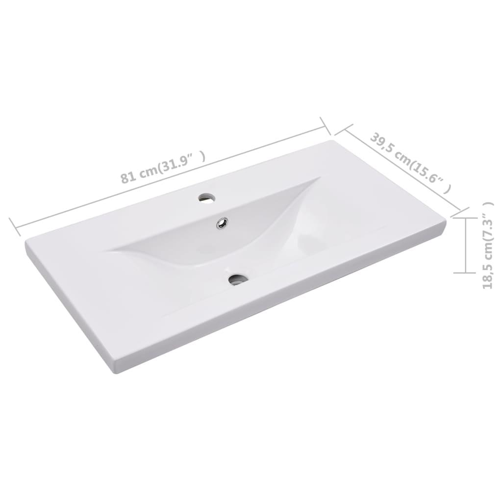 Lavabo encastré 81 x 39,5 x 18,5 cm Céramique Blanc