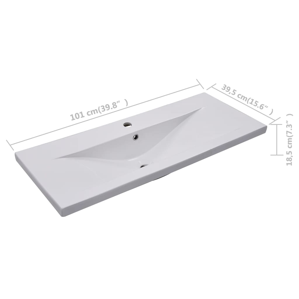 Lavabo encastré 101 x 39,5 x 18,5 cm Céramique Blanc