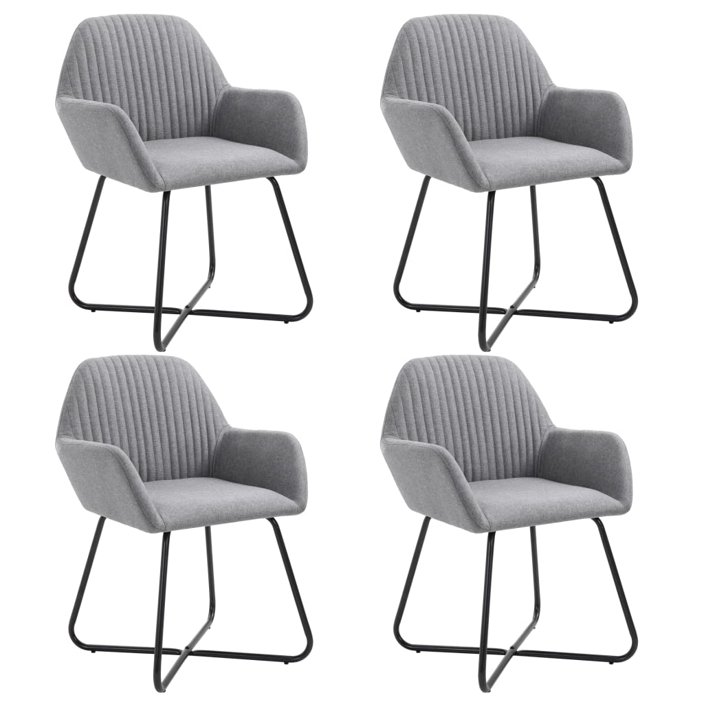 Chaises à manger lot de 4 gris clair tissu