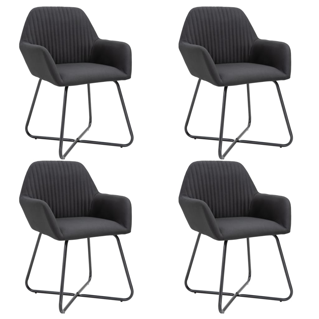 Chaises à manger lot de 4 noir tissu