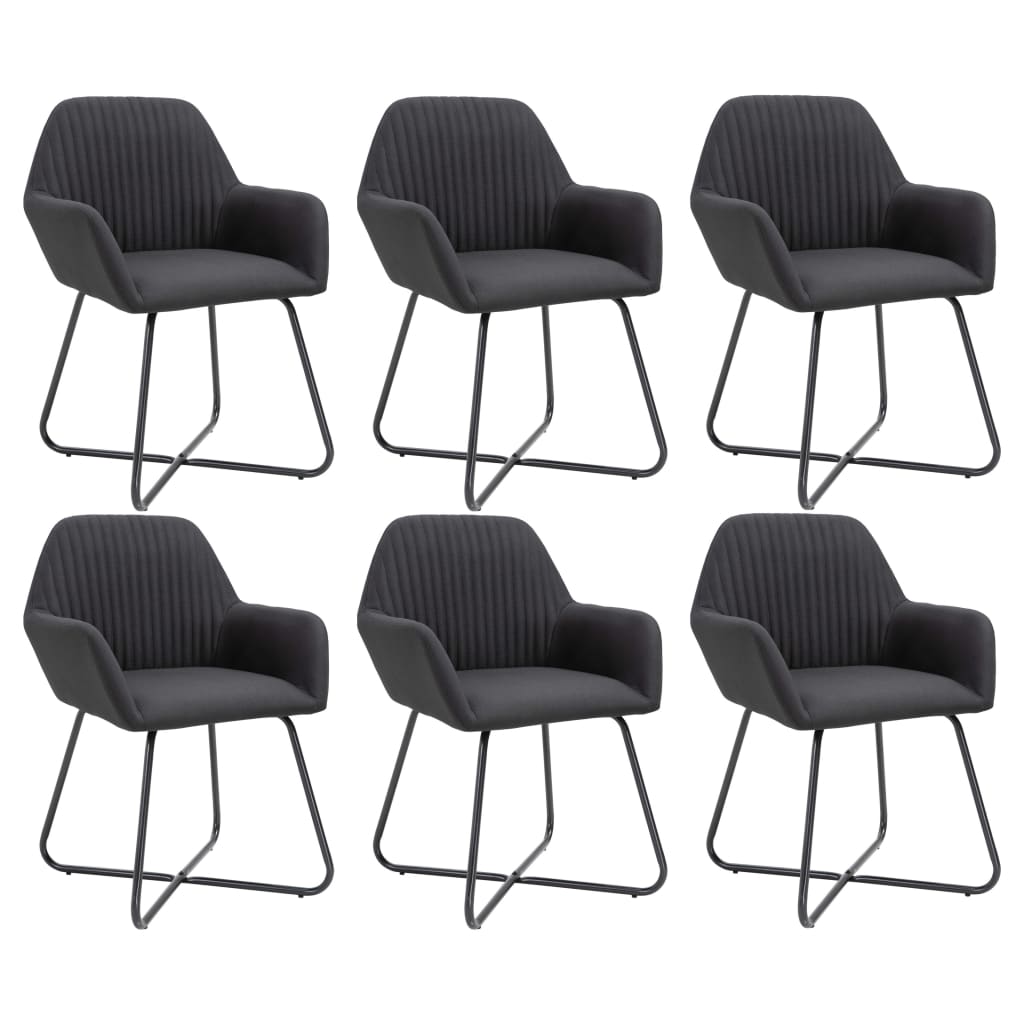 Chaises à manger lot de 6 noir tissu