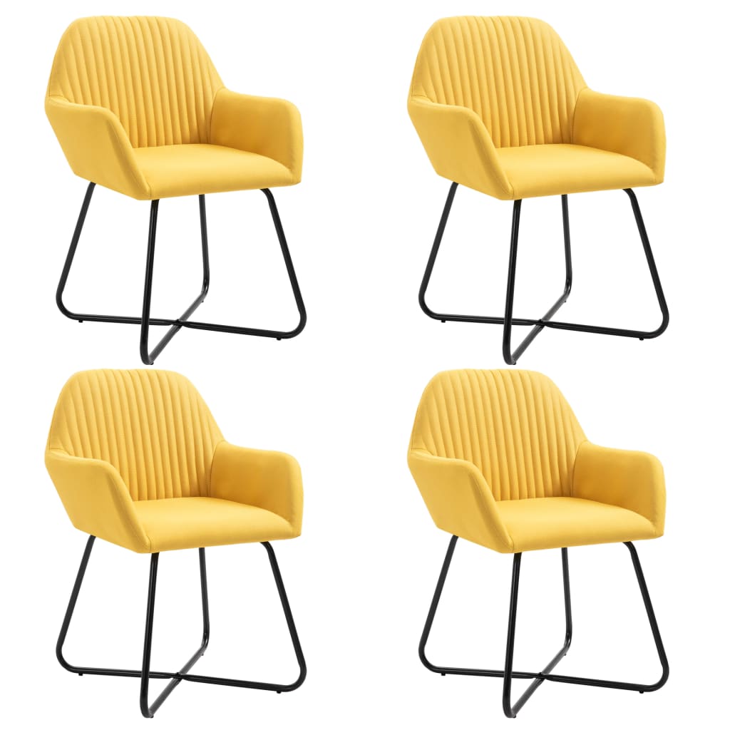 Chaises à manger lot de 4 jaune tissu