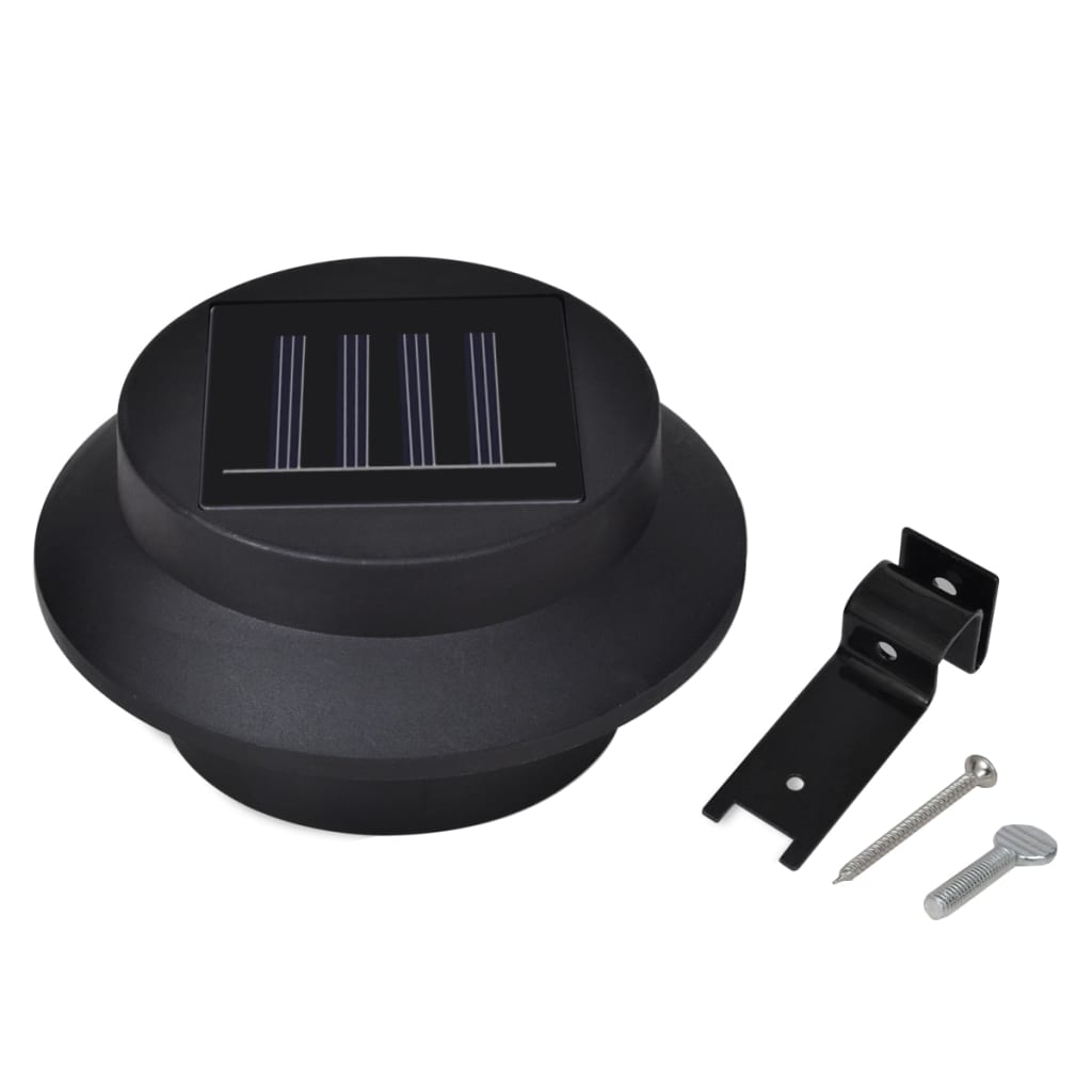 Lampes solaires à LED d'extérieur pour clôture 12 pcs Noir