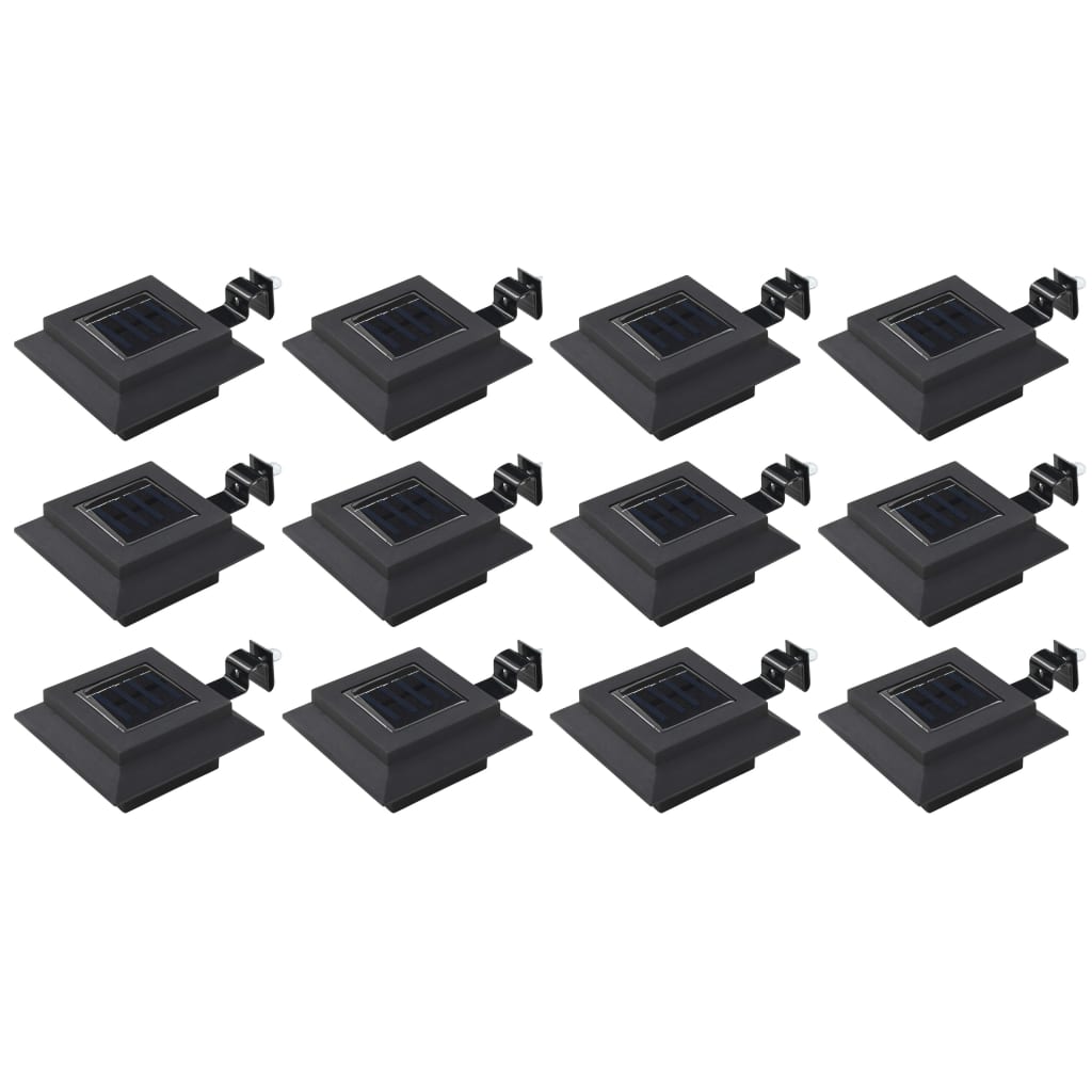 Lampes solaires à LED carrées d'extérieur 12 pcs 12 cm Noir