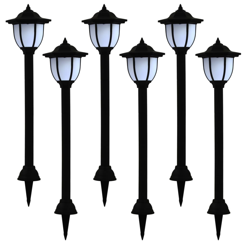 Lampes solaires à LED d'extérieur 6 pcs Noir