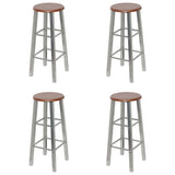 Tabourets de bar lot de 4 argenté et marron MDF